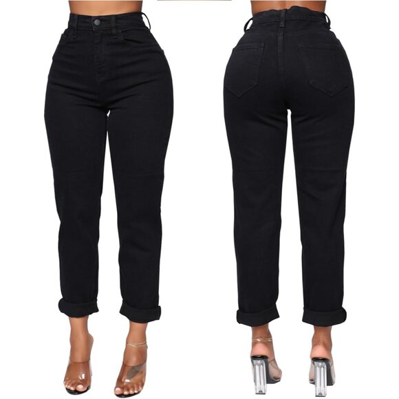 Women's High Waist Denim Jeans Stretch Boot Cut Ripped Cropped Cargo - Picture 3 of 7